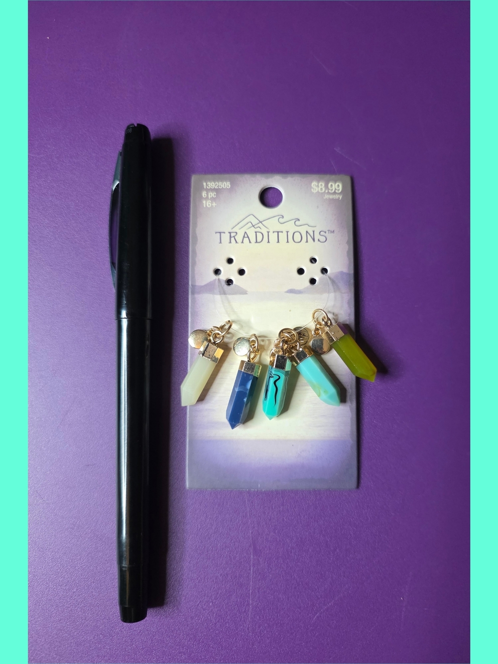 Traditions Multicolor Crystal Point Charm Set - Gold Accents